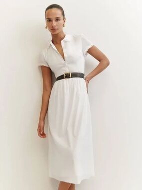 Reformation Ula Midi Shirt Dress Ivory Size 8